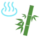 温泉マークと竹のイラスト